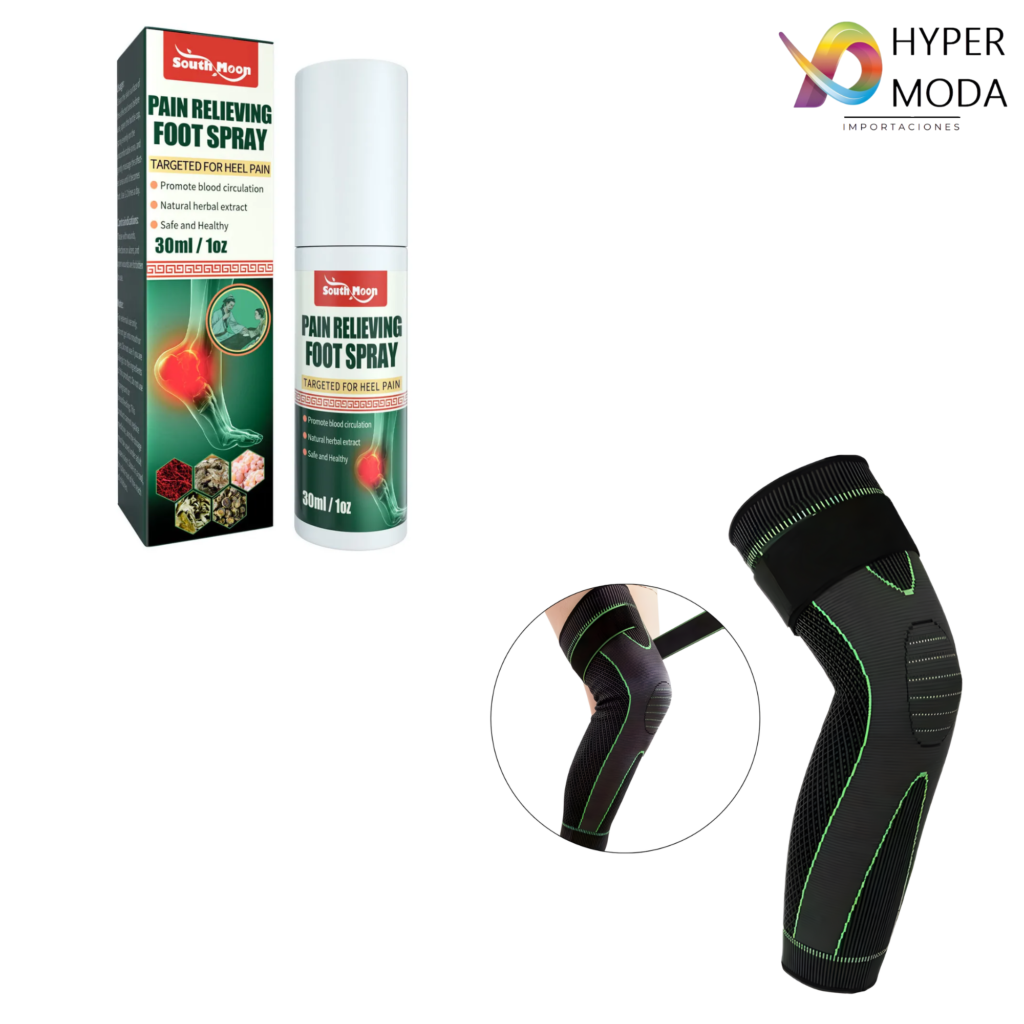 Kit de Recuperación Deportiva: 2 Rodilleras de Compresión Larga + 1 Spray Criogénico