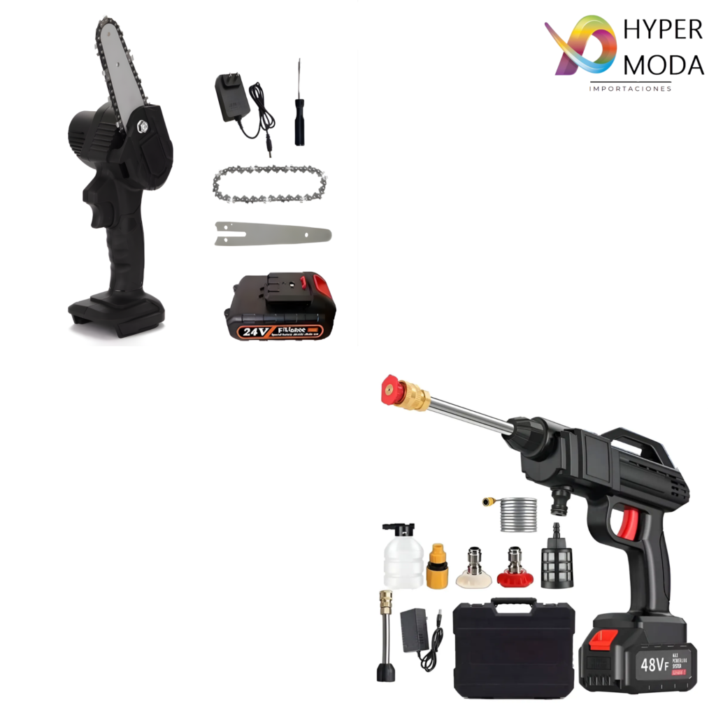 Combo Profesional 48V: Hidrolavadora Portátil + Mini Motosierra Inalámbrica