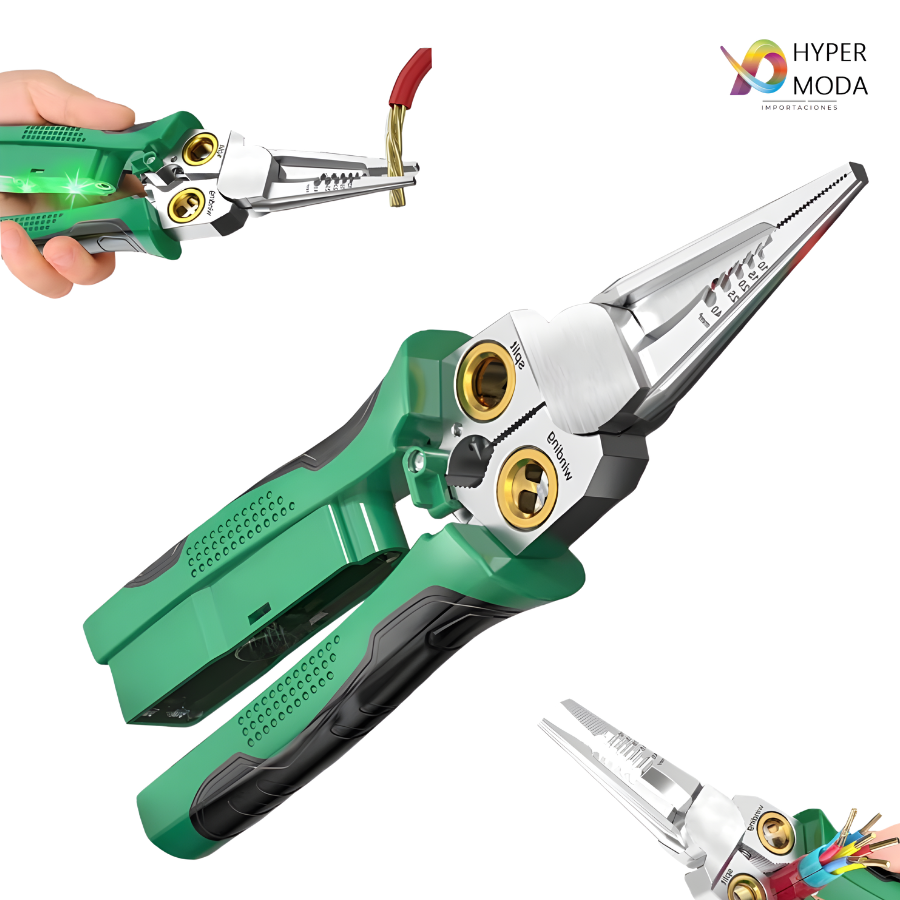 Pinza Pelacables Profesional 8 en 1 con Detector de Voltaje